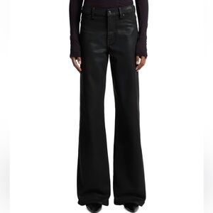 7 for All Mankind High Rise Lotta Flared Leg Jeans in Coated Black